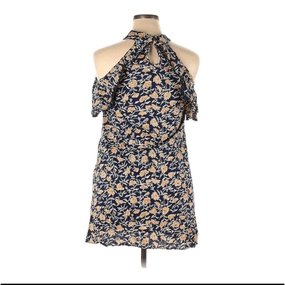 Francesca's Women's Blue & Yellow Sunflower Halter Mini Dress Size Large - Picture 3 of 3